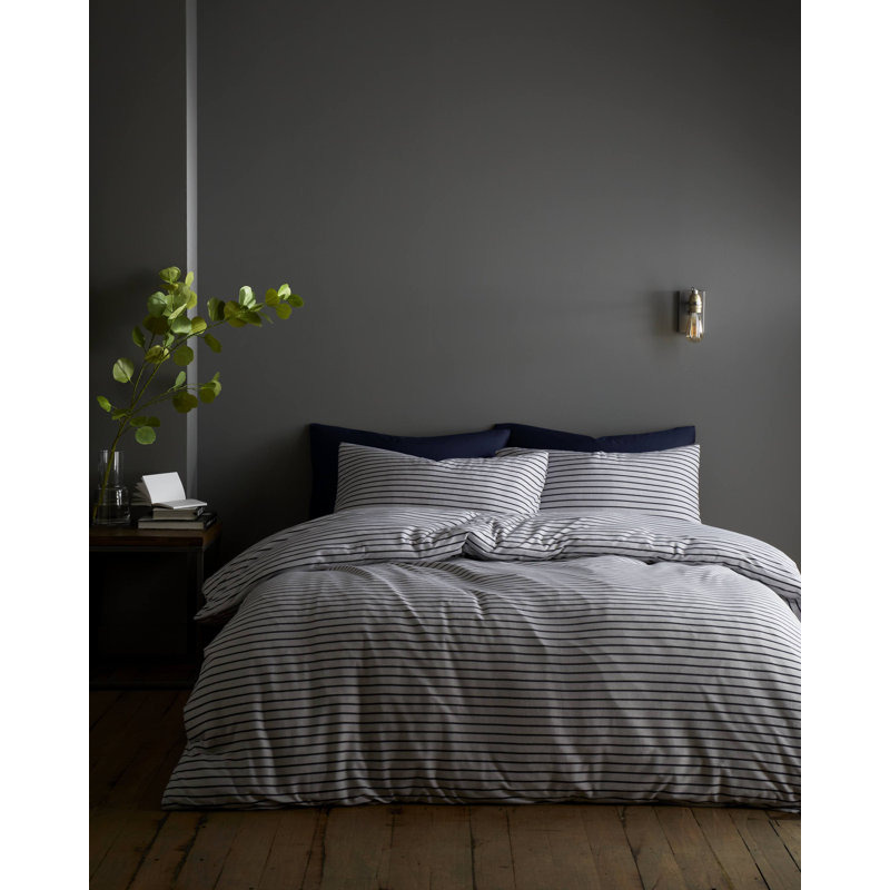 Fulham Jersey Stripe Duvet Cover Set With Pillowcases, Single, Blue