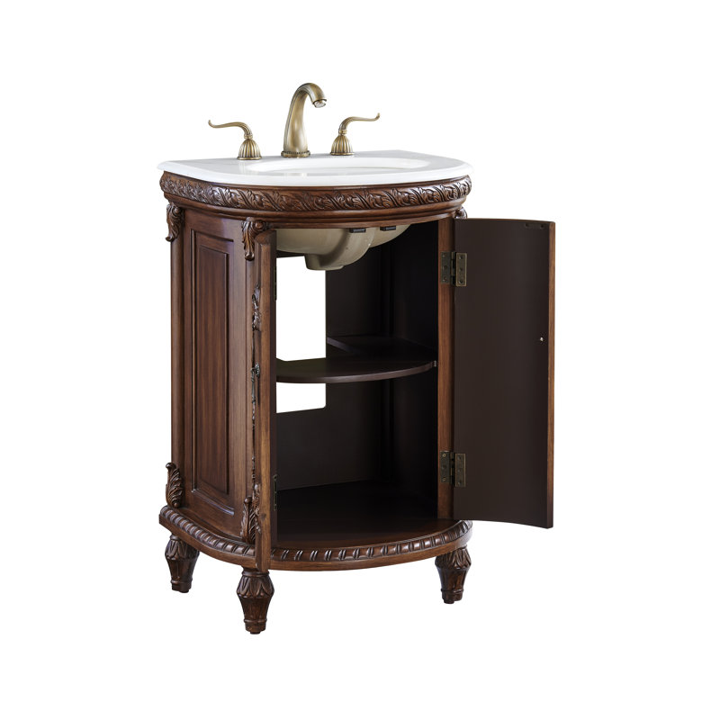 Aravale 21'' Single Bathroom Vanity with Top, Teak, Pure White