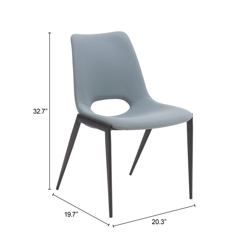 Chaise de salle à manger sans accoudoirs Desi (ensemble de 2) gris azur, Bleu