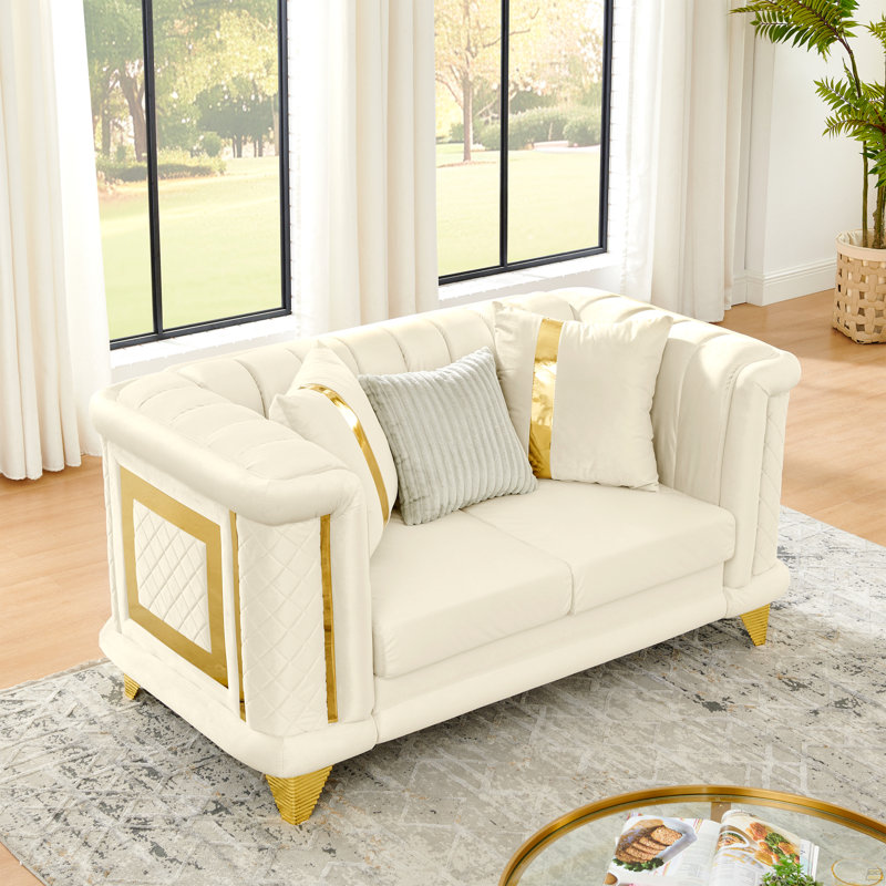 Canapé 69 po en velours, Beige