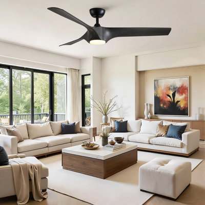 Ventilateur de plafond réversible 56 po avec pales en ABS gris foncé Modern Farmhouse