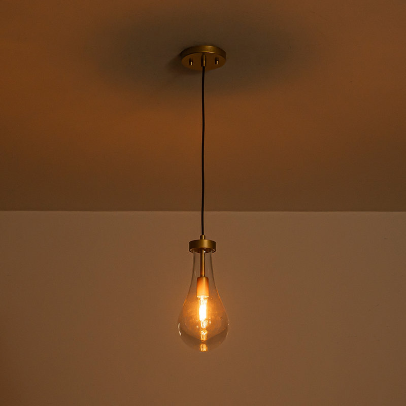 1-Light Teardrop Clear Glass Simple Pendant Light 