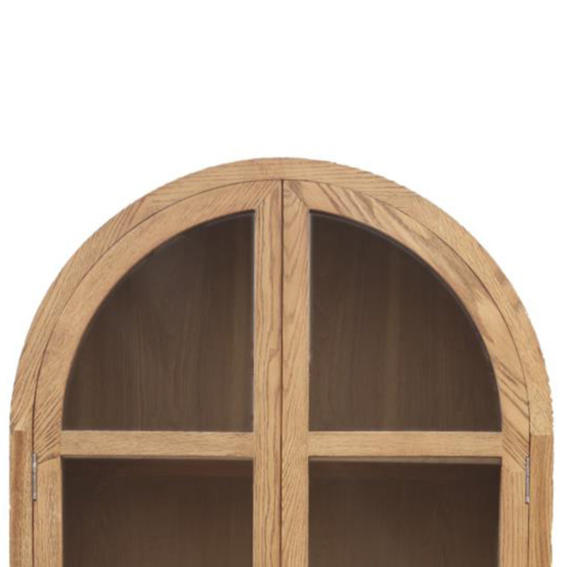 Bely Tall Curio Cabinet, Arch Accent Glass Doors, Black, Brown 83 Inch