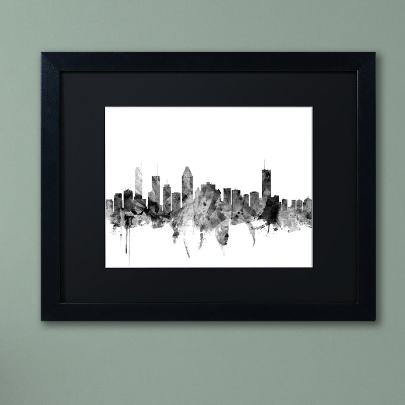 « montréal canada horizon b&w », impression encadrée, H 11 po x l 14 po x P 0,5 po, Noir