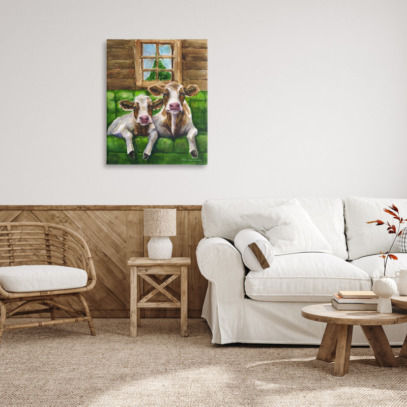 «Cows in Barn Cabin», art mural sur toile par GeorgeDyachenkoArt, H 40 po x l 30 po