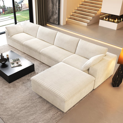 Canapé modulaire Boneless LoveSeat Cloud, canapé en velours côtelé l 78,7 po avec repose-pieds, 3 pièces, aucun assemblage requis