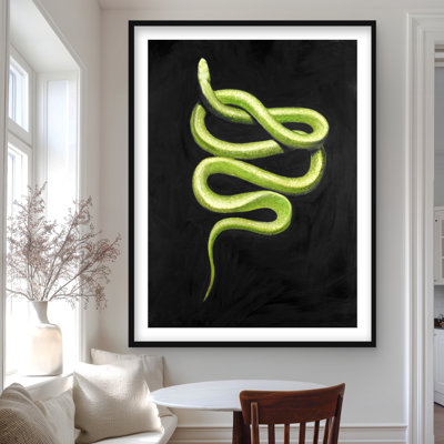 Green Snake - Contemporary Reptile Framed Matted Print Decor