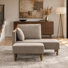 Chaise longue d'intérieur rembourrée en chenille de 181 cm de large avec repose-pieds
