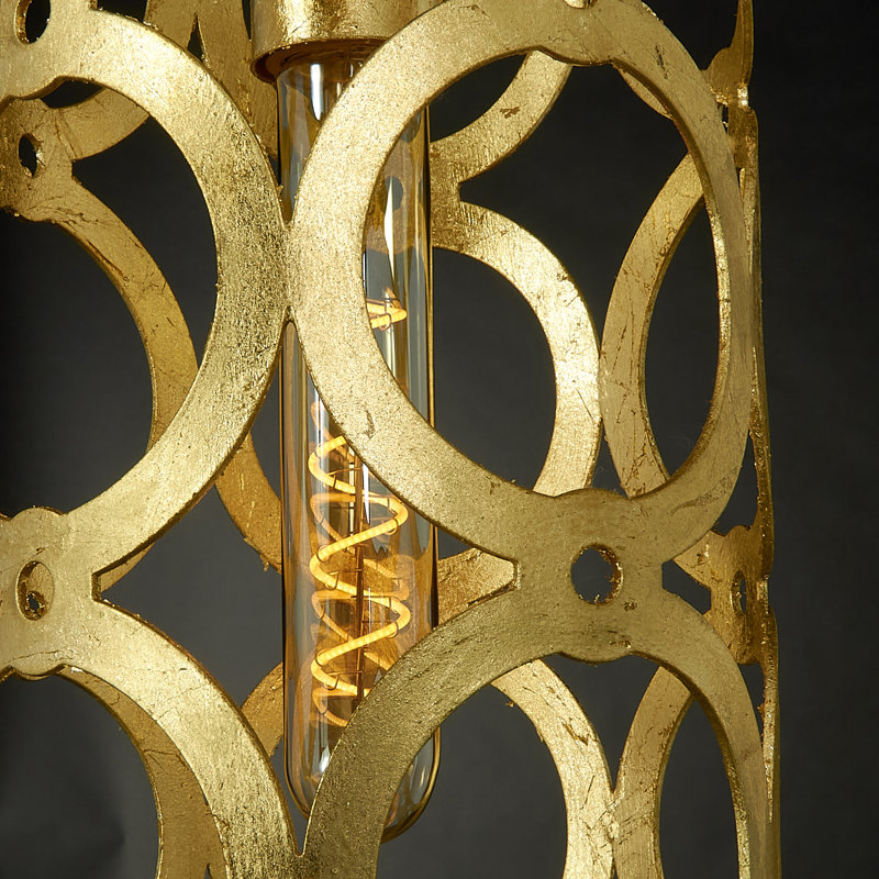 Luminaire suspendu cylindrique 1 lumière Ringlet, Feuille d’or
