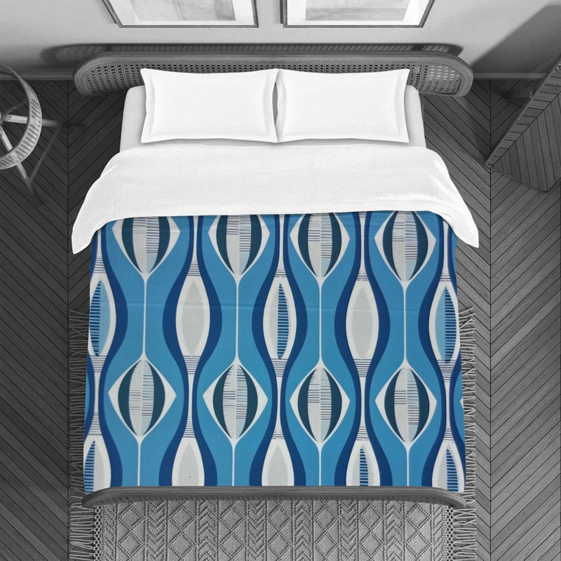 Funky Bedding Pattern Duvet Cover Blue/Silver, Housse de couette pour lit simple