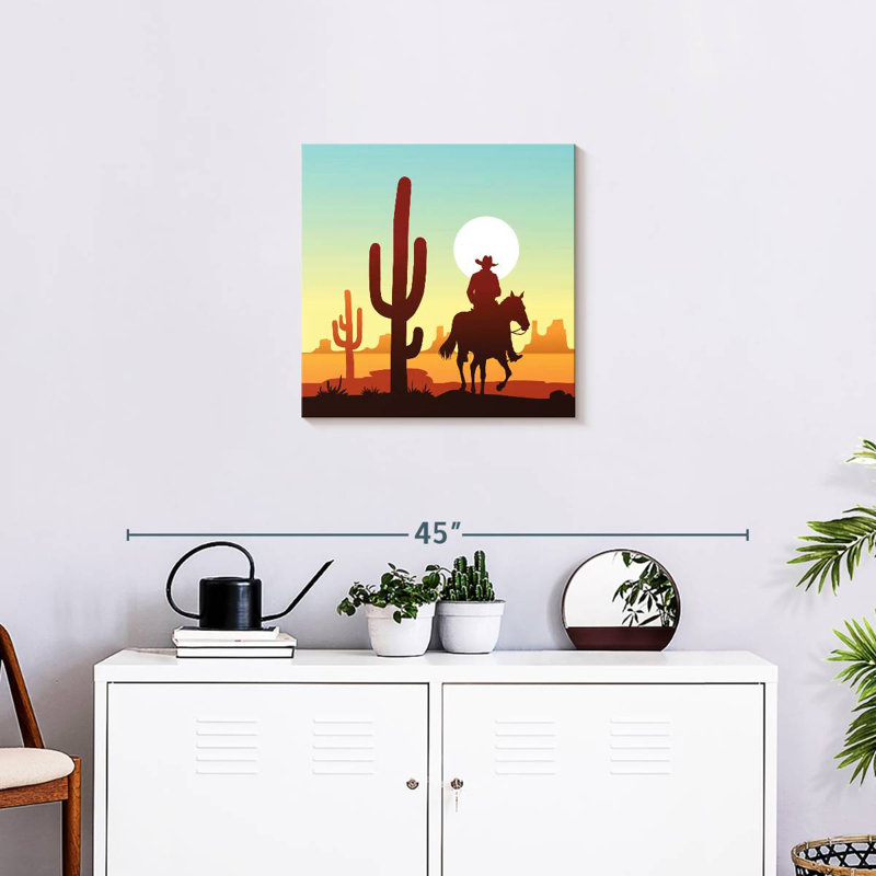 Lelar Cactus Desert Cowboy, 20" H x 20" W