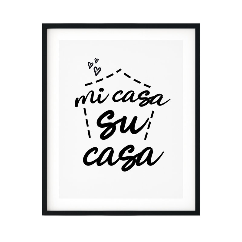 Mi Casa Su Casa - Reproduction d'art textuel sans cadre sur plastique / acrylique, H 7 po x l 5 po x P 0,01 po