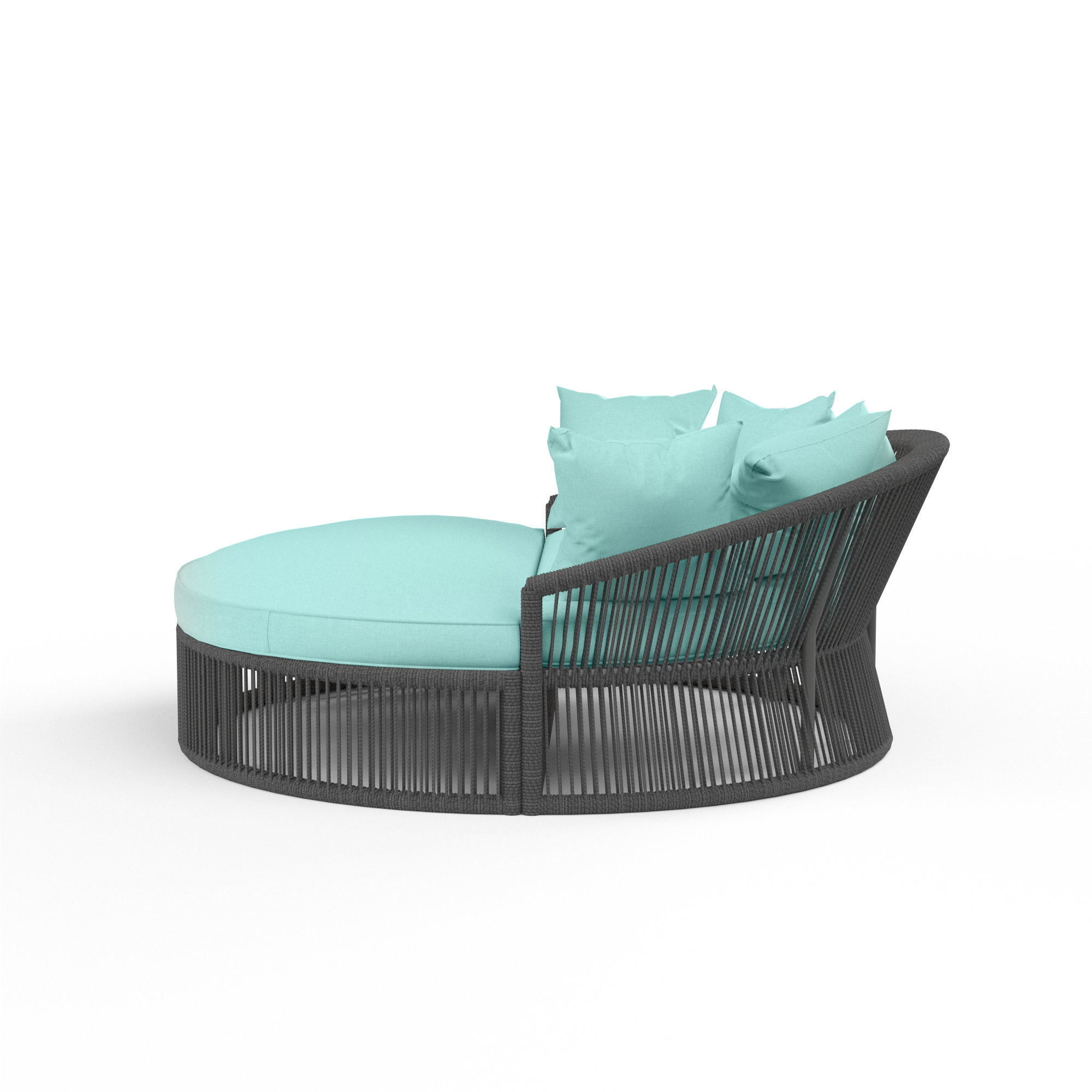 Renfri 67'' Wide Circle Patio Daybed with Sunbrella® Cushions, Dupione Celeste Sunbrella®, Black