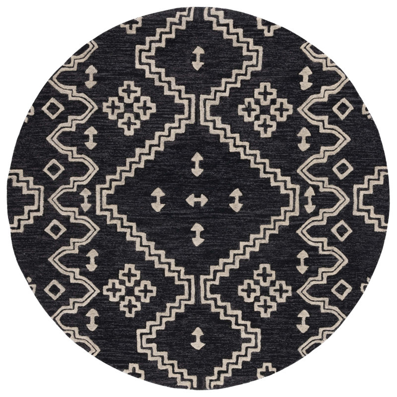 Madawaska Hand Tufted Wool Southwestern Rug, Round 6'