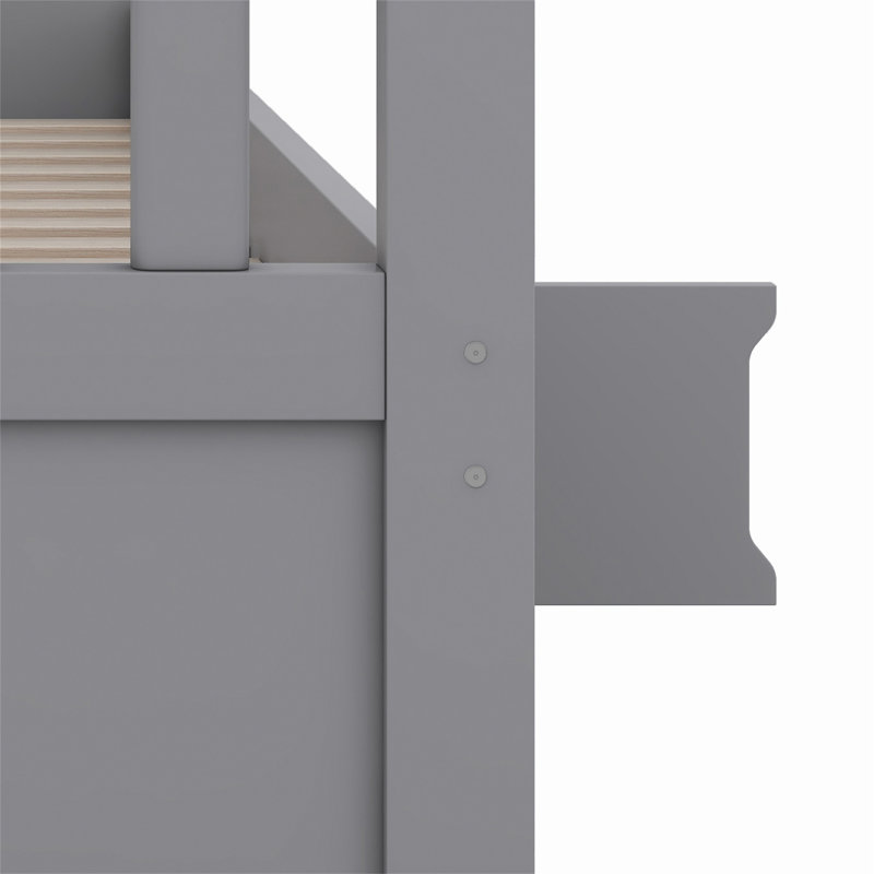 Platform Bed Frame With Storage Bookcases,Shelves And Drawers, Grey