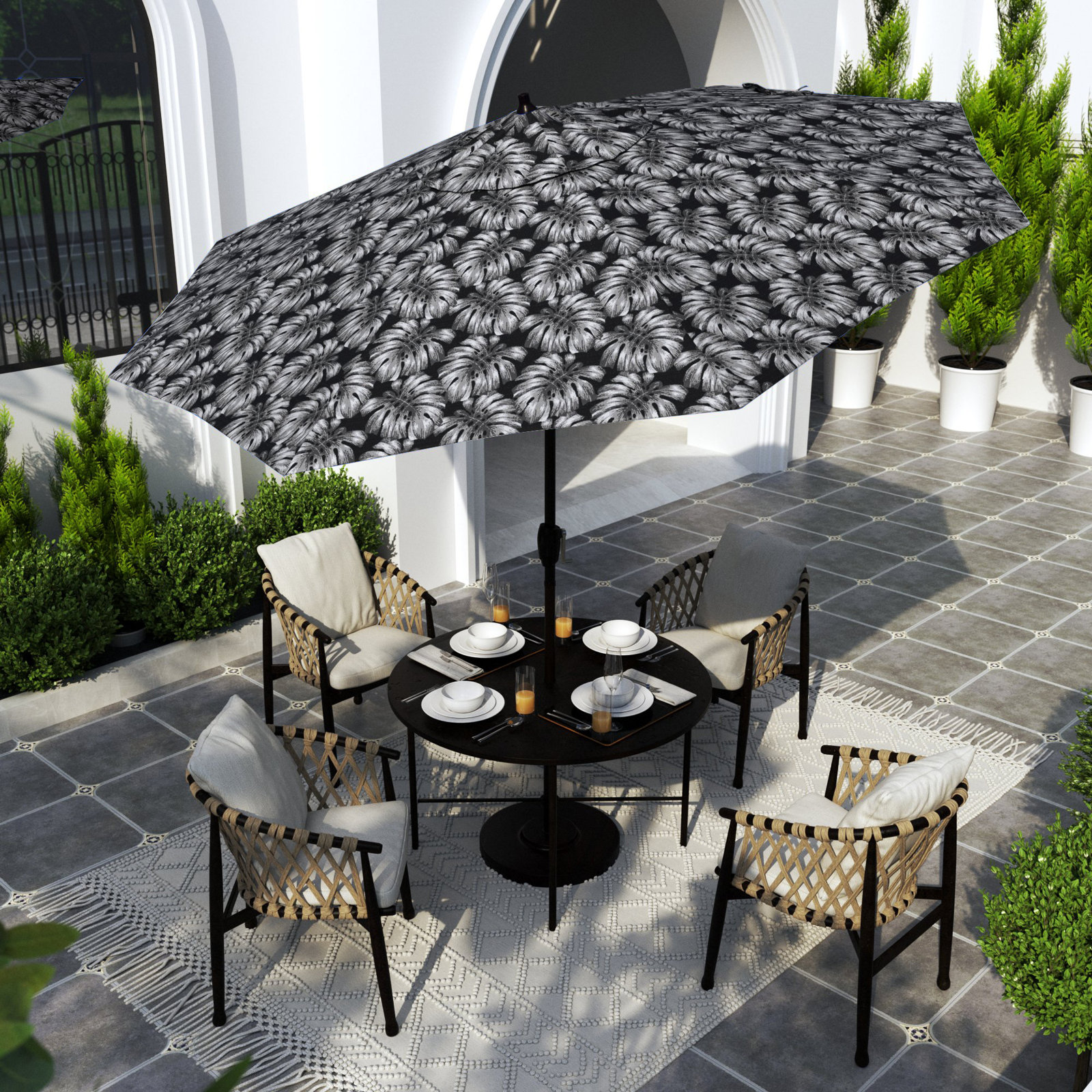Astraea 108'' Outdoor Umbrella, Palm Graphite - Pacifica Premium