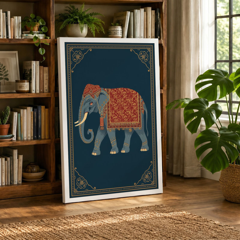 Ceremonial Elephant Eclectic - Wrapped Canvas, Sage Border, 30x20 - 76.2 x 50.8 cm