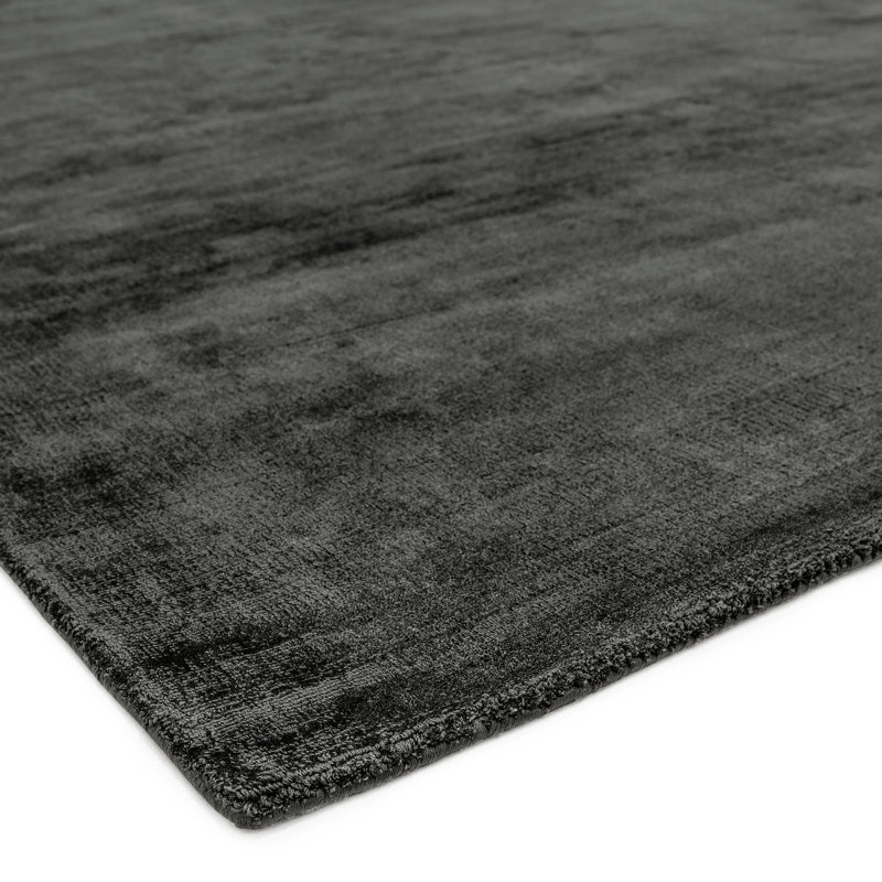 Doris Plain Silky Charcoal/Grey Rug, Runner 66 x 240cm