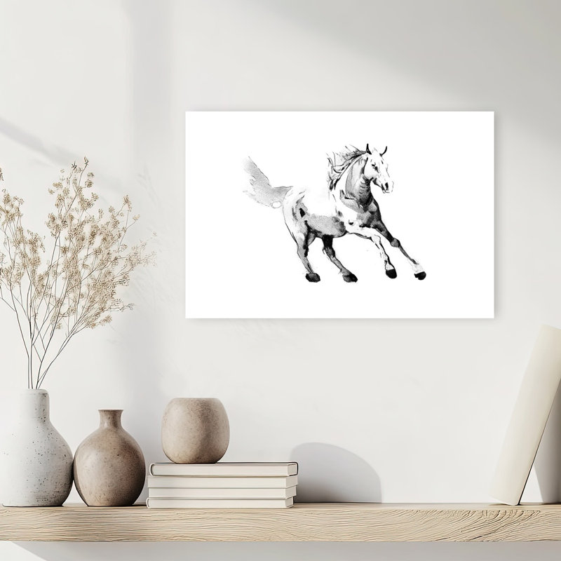 Cheval galopant, cheval contemporain élégant, impression d'art mural, H 12 po x l 18 po