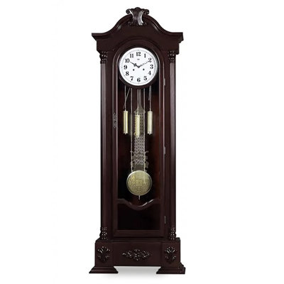 Luxueuse horloge sur pied mécanique en bois massif de style européen