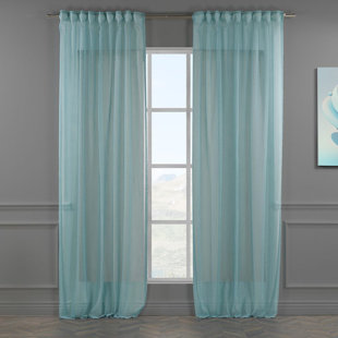 Extra Long & Extra Wide Faux Linen Sheer Curtain Single Panel (Set of 2)