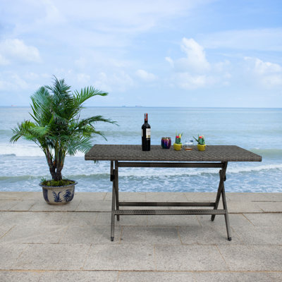 Ched Rectangular Wicker/Rattan Outdoor Folding Dining Table