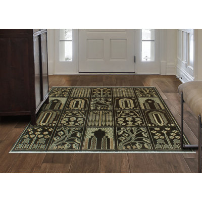 Tapis brun noué à la main de conception unique 4 pi 2 po x 5 pi 1 po Jancar
