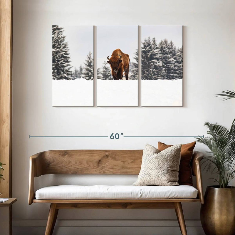 Brampt Bison At Winter Fields, 28" H x 45" W