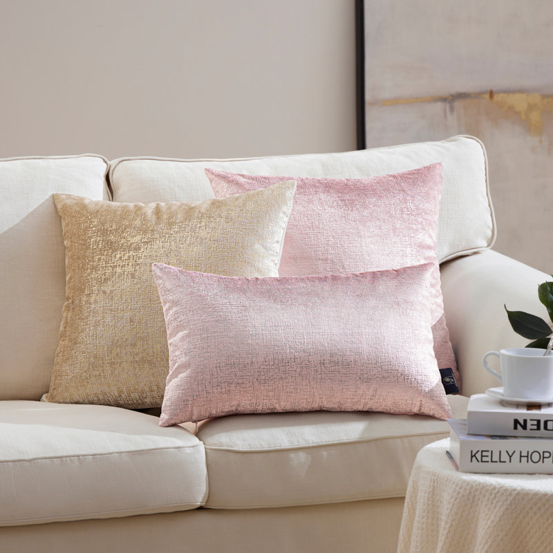 Coussin décoratif en velours texturé rose argenté, coussins décoratifs pour canapé-lit, Rectangle H 12 po x l 20 po