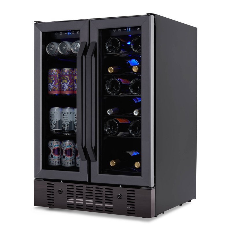 24" Black Stainless Steel Dual Zone Wine and Beverage Refrigerator