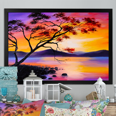 «Colorful Sunset On The Lake», reproduction d'art sur toile