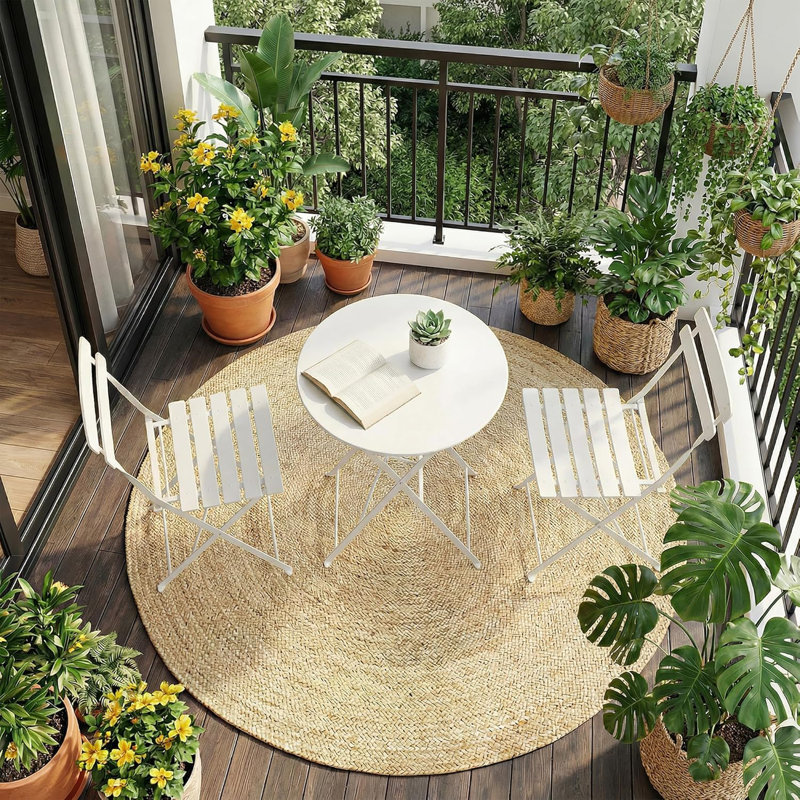Patio Dining Set with, White