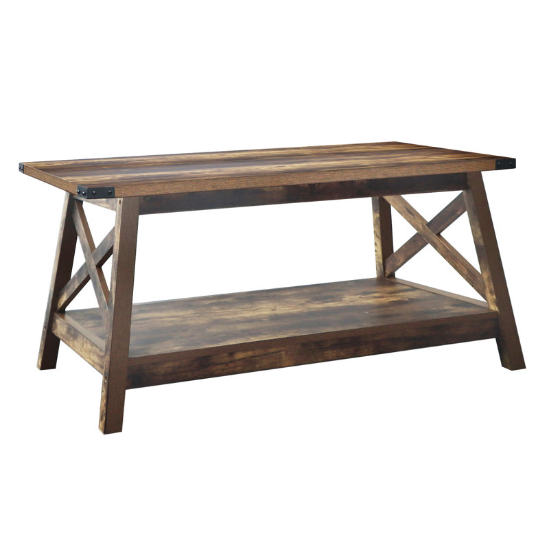 Braydi Single Coffee Table, Rustic Wood