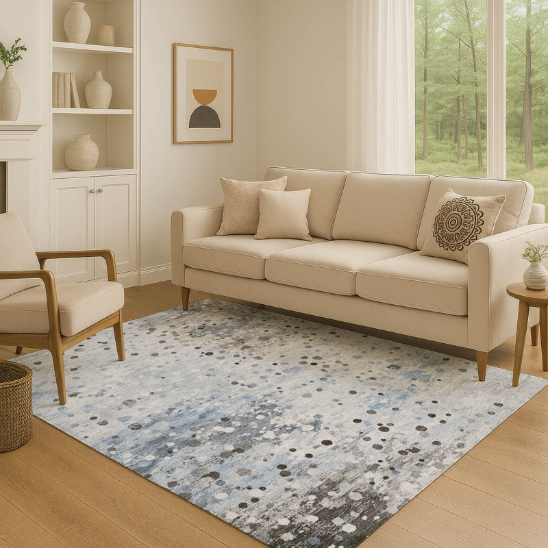 Tapis abstrait lavable à la machine Premium Premium Ansley, Rectangle 5 pi x 7 pi 6 po