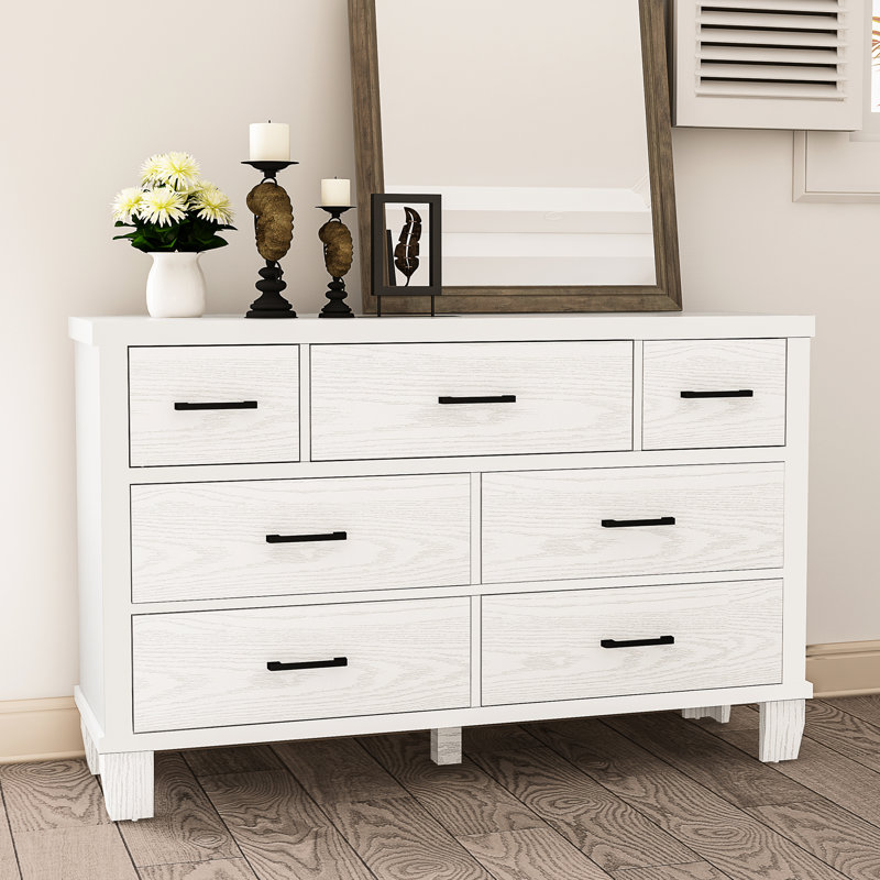 Commode 7 tiroirs Jomary, Blanc