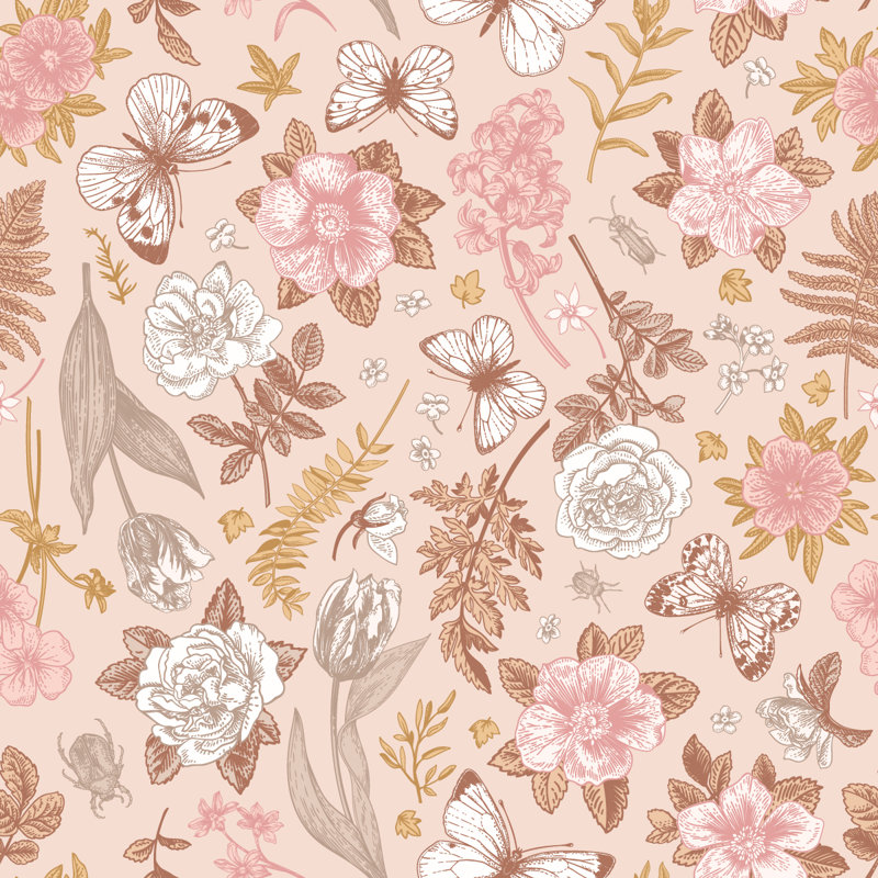 Peel & Stick Floral Wall Mural, 10.42' W x 10.42' L