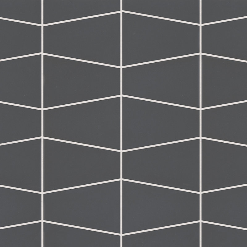 Marin Trapezoid Matte Porcelain Mosaic Tile, Black Sea