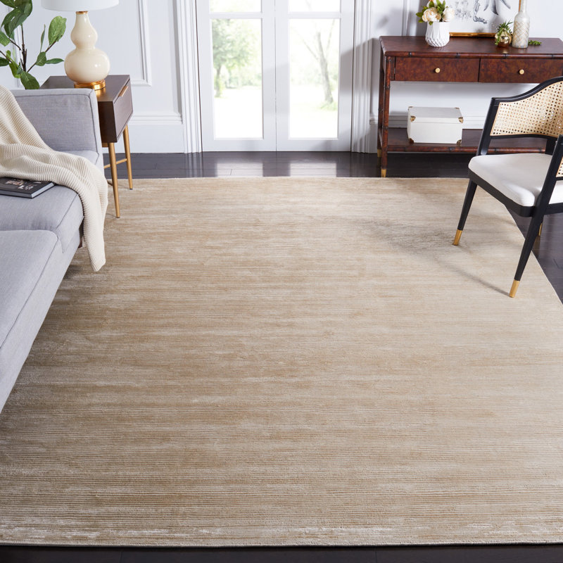 Tapis beige noué à la main Lavonia, Rectangle 9 pi x 12 pi