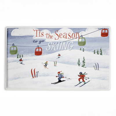 Tis The Season Ski Slopes Printed Plush Bath Mat and Bath Rug, design by Caverly Smith, 18"x30"