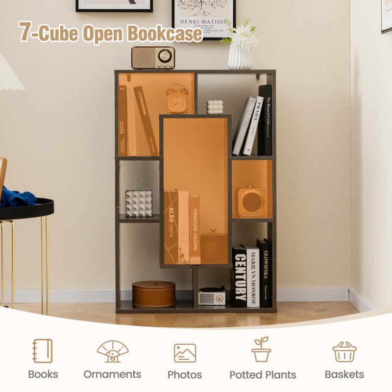 Aquarius Geometric Bookcase, Gray