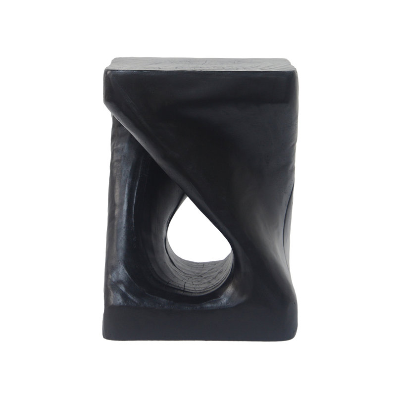 Table d'appoint MGO Twist Shape, texture semblable au bois, couleur noire, Noir