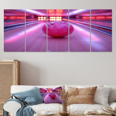 Pink And Purple Bowling Strike Celebration - Bowling Wall Art Print Set