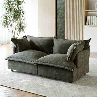2 - Piece Upholstered Modular Plush Chenille Cloud Sofa – Oversized Cushion Lounge Sofa