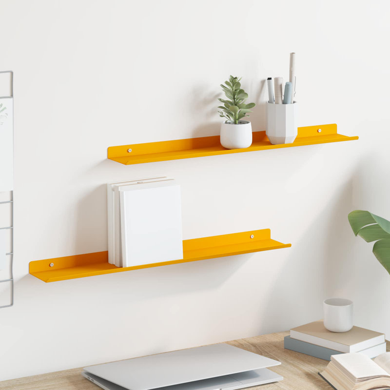 Steel Floating Shelf, Mustard Yellow