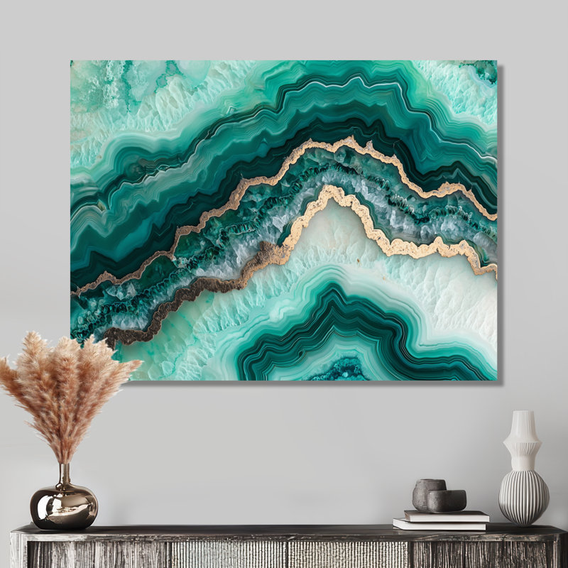 Agate Dream River X - art mural en pierre géode, impression traditionnelle en métal, 12" H x 20" W x 0.84" D