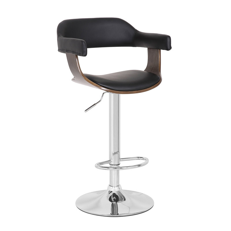 Contemporary Swivel Adjustable Barstool With Padded Armrests