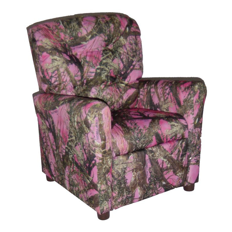 Kids 13.5'' Recliner Chair and Ottoman, True West Pink