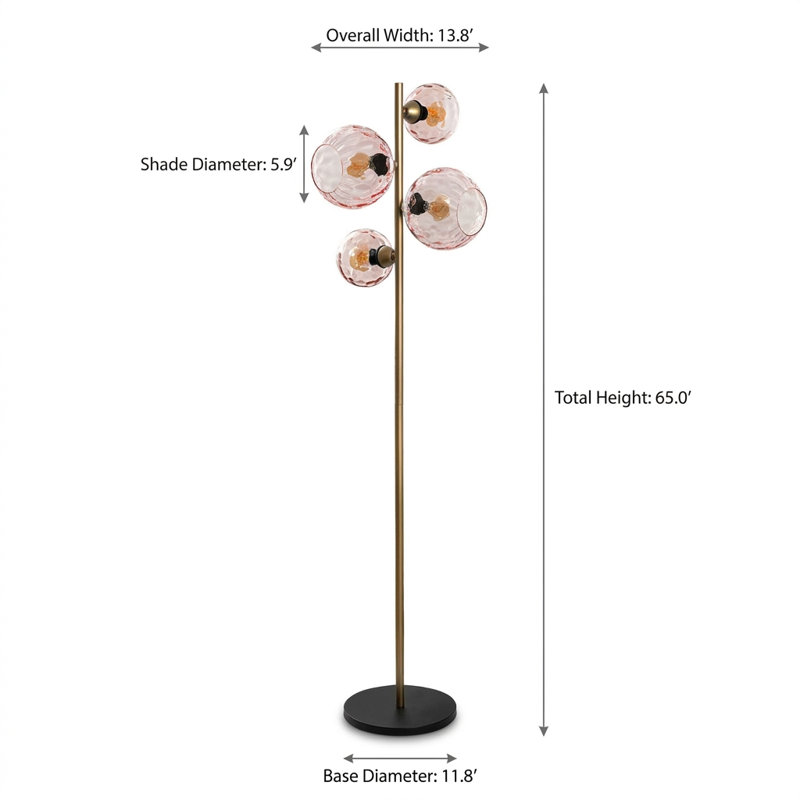 Opus Gold Glass Globe Floor Lamp