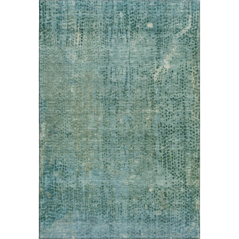 Premium Machine Washable Mayfield Abstract Rug, Teal, 10' x 14'