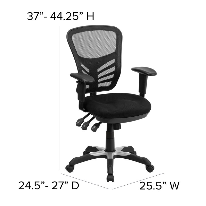 Fauteuil de bureau multifonctionnel ergonomique Wolfe avec accoudoirs réglables